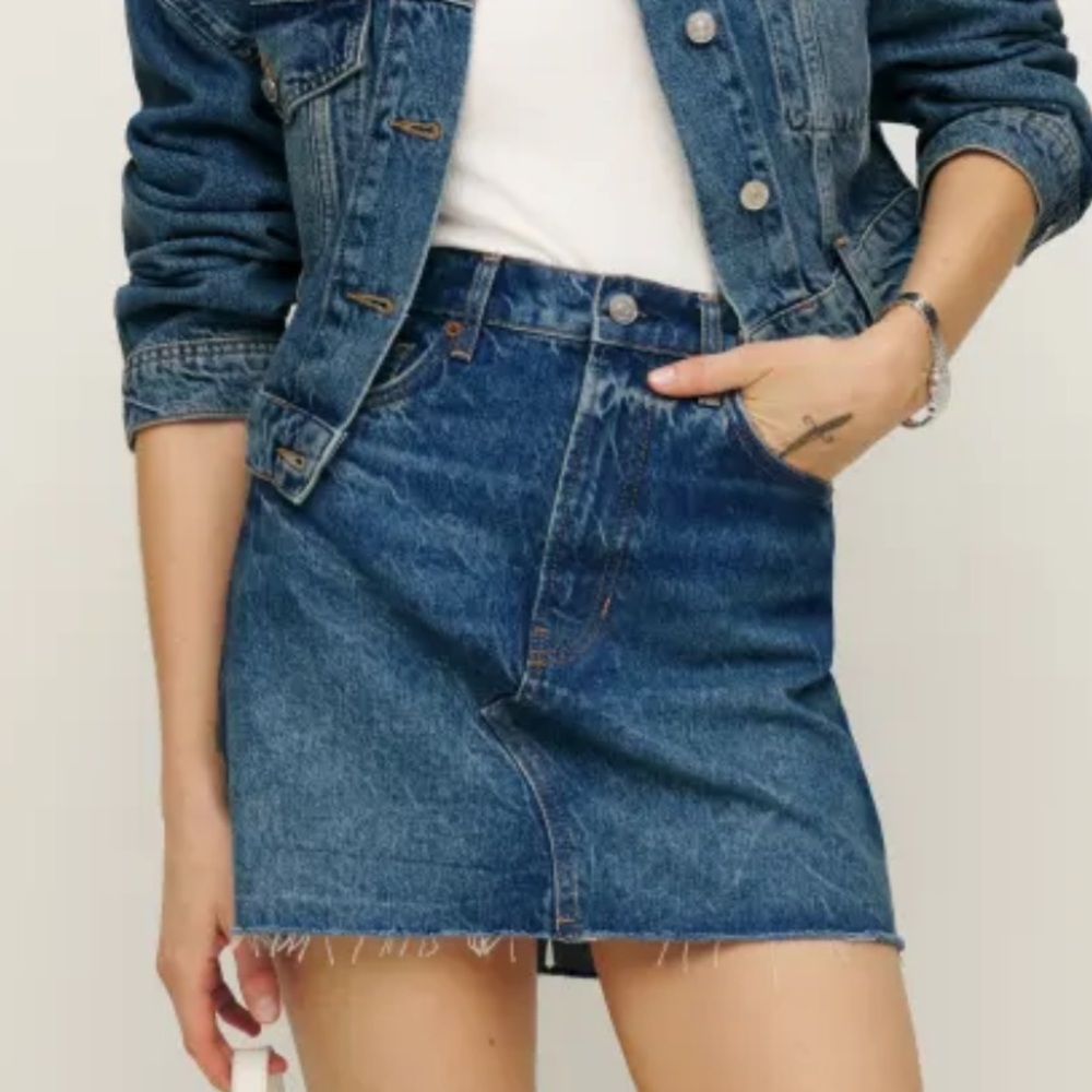 Reformation Nina Denim Mini Skirt Lanier - Size 30